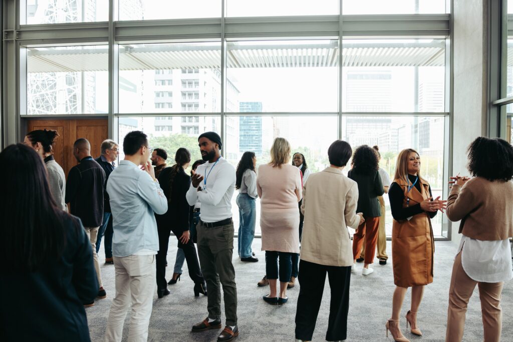 group of people networking in an event