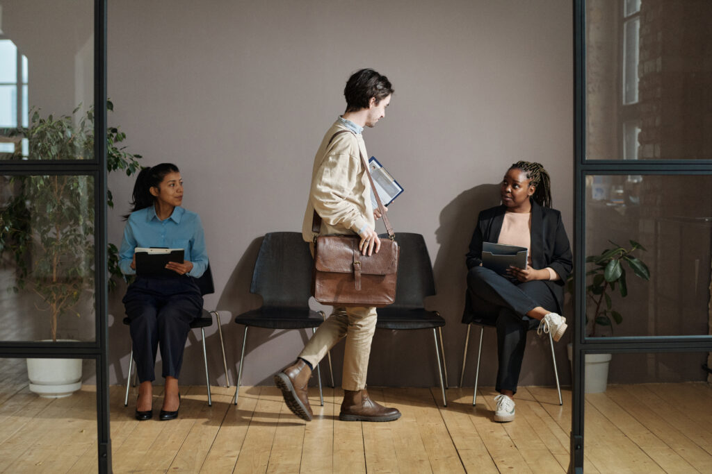 A sales job applicant arriving for his interview.